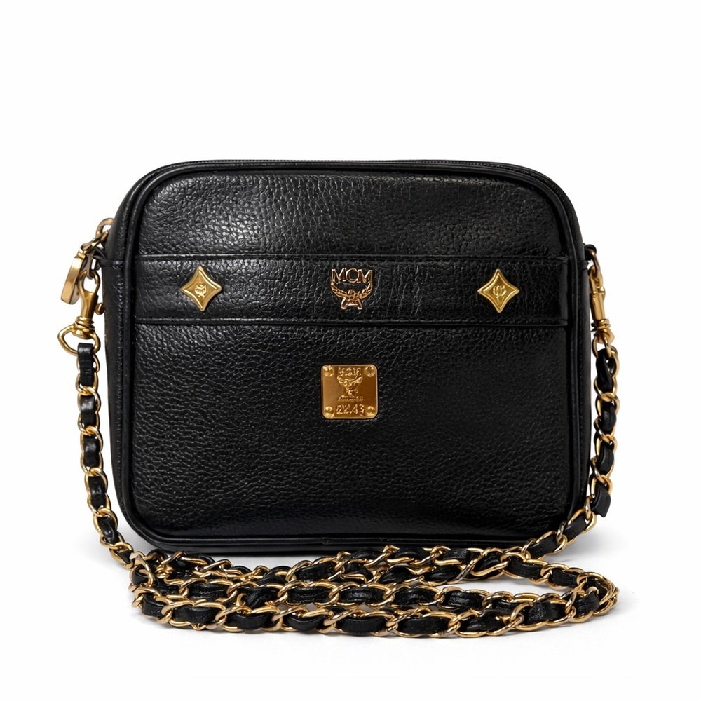 MCM Black Crossbody Bag with Gold Chain